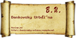 Benkovsky Urbána névjegykártya